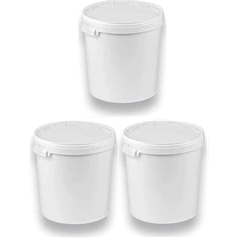 Lot De 3 Seaux De 30 Litres Avec Couvercle Blanc Lot De 3 Seaux À