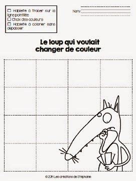 Activité de graphisme Le loup qui voulait changer de couleur Loup