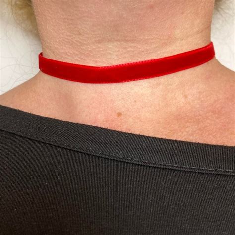 Red Velvet Choker Etsy