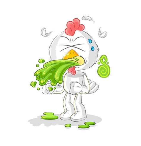 Premium Vector Chicken Throw Up Cartoon Cartoon Mascot Vector