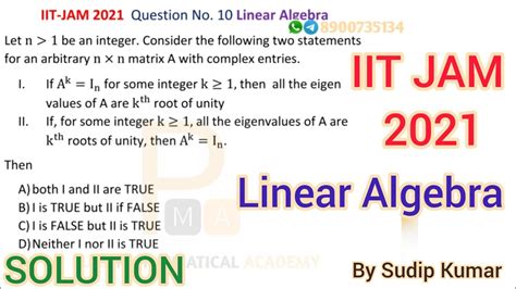 Iit Jam 2021 Linear Algebra Solution Iit Jam 2021 Mathematics