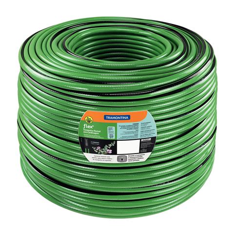 Mangueira Flex Para Jardim Tramontina Verde Faixa Preta Em PVC 4