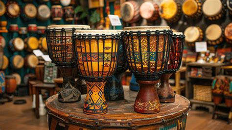 African Drums Or Djembe Inside A Music Shop Chiang Mai Thailand ...