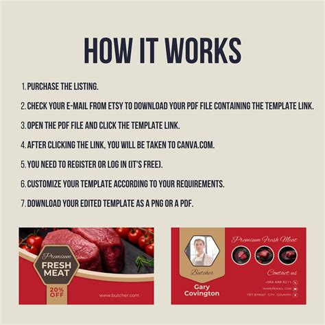 Butcher Business Card Template: Customizable Meat Shop Design (canva