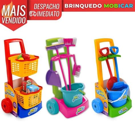 Kit Limpeza Infantil Vassoura Rodo P Balde Mobi Car Usual Usual