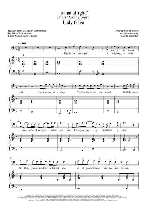 Is That Alright Arr Antje Günther By Lady Gaga Sheet Music For Piano And Vocal At Sheet Music