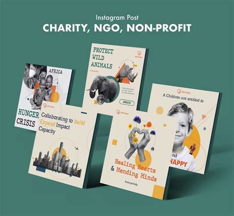 Charity NGO Non Profit Instagram Post Templates PSD Facebook Post