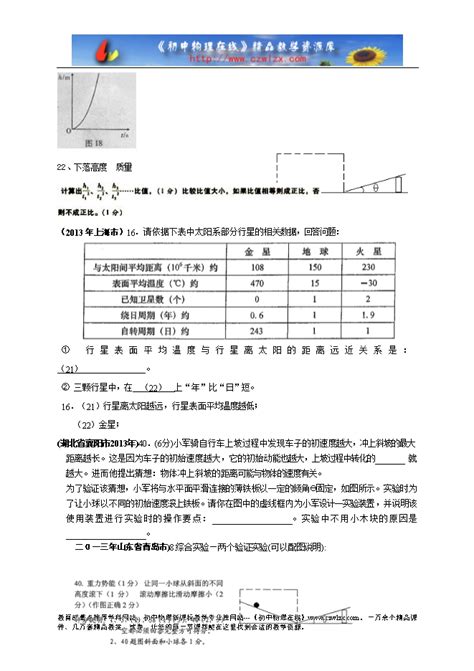 2013年68套全国各地物理中考题分类汇编—科学探究题 试卷中心 初中物理在线