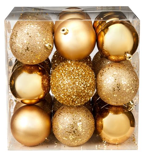 For Living Gold Collection Shatterproof Ball Christmas Ornament Set