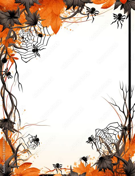 orange and black halloween border frame on plain white background Stock ...