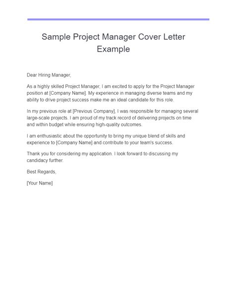 Project Manager Cover Letter 21 Examples PDF