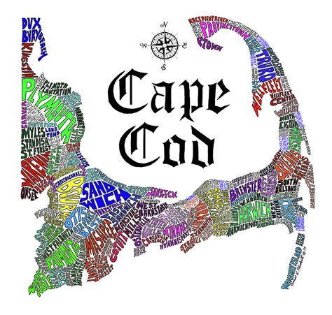 Cape Cod Map Drawing By Conor Plunkett Fine Art America