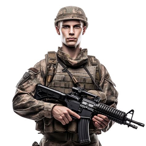 Ai Generated Soldier Holding Png Isolated On Transparent Background