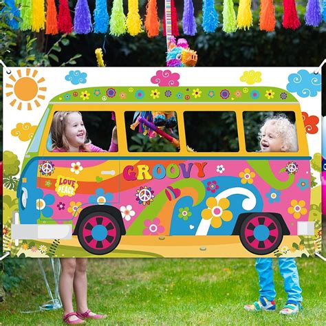 60s Hippie Bus Photo Prop 60s Party Decorations Large Fabric Retro