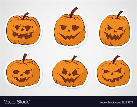 Halloween Pumpkins Stickers Royalty Free Vector Image