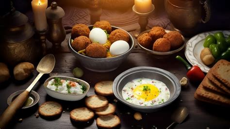 Premium AI Image | fresh Delicious Arabian Breakfast