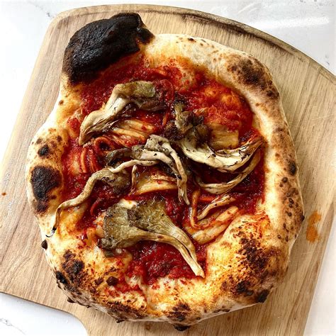 Kimchi And Oyster Mushroom Pizza Made With Homemade Kimchi And Oven