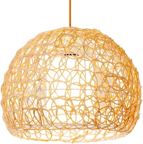 Amazon CSSYKV Boho Style Pendant Light Rattan Basket Pendant Light