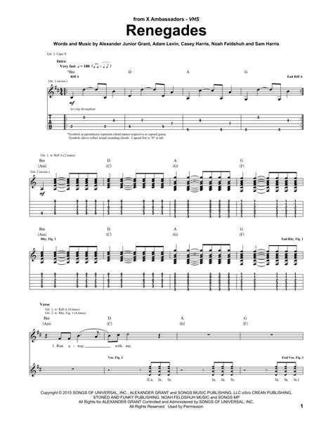 Renegades By X Ambassadors Guitar Tab Guitar Instructor