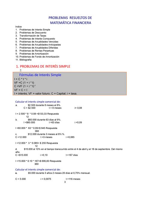 Anualidades Problemas resueltos PROBLEMAS RESUELTOS DE MATEMÁTICA