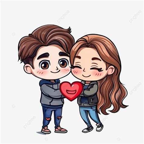 Casal Fofo Fazendo Sinal De Amor De Coração Personagem De Desenho Animado Chibi Png Casal