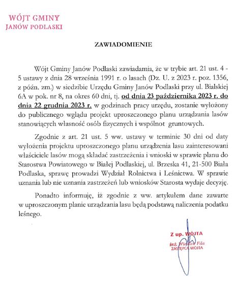 Zawiadomienie dotyczące wyłożenia do publicznego wglądu projektów