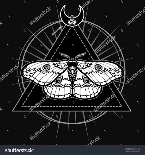 Magic Moth Esoteric Symbol Sacred Geometry เวกเตอร์สต็อก ปลอดค่า