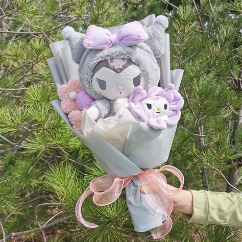 Cartoon My Melody Kuromi Cinnamoroll Kt Cat Plush Doll Toy Sanrio Bouquet T Box Valentine S