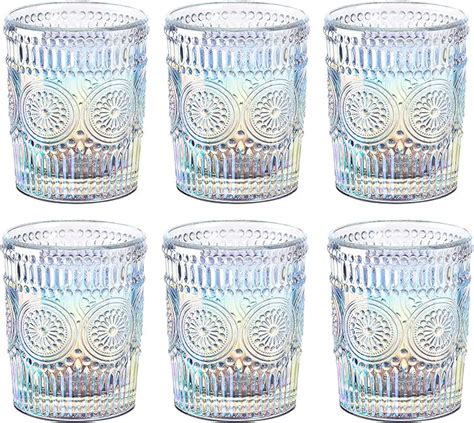 Amazon Joeyan Iridescent Drinking Glasses Vintage Glassware Sets