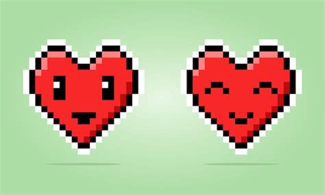 Premium Vector 8 Bit Pixels A Heart Character Happy And Smile Love