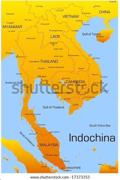 Vector Map Indochina Countries Stock Vector (Royalty Free) 17373355