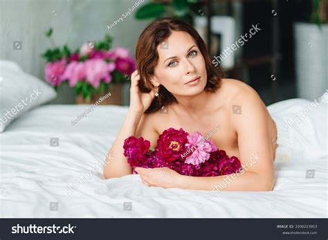 Attractive Brunette Nude Breast Woman Bouquet Stock Photo Shutterstock