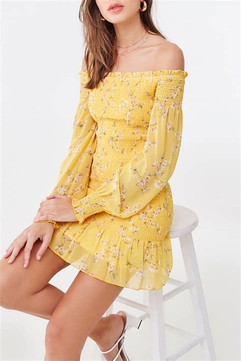 Floral Off The Shoulder Mini Dress Forever 21 In 2020 Mini Dress