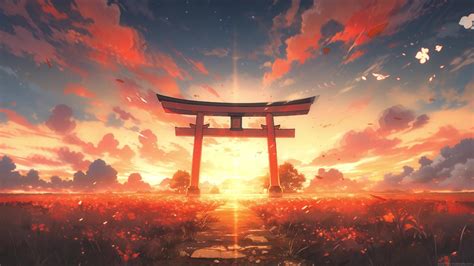 Gate Torii Sunset Live Wallpaper - MoeWalls