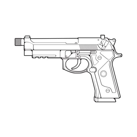 Firearms line art style, Shooting gun, Weapon illustration, Vector Line, Gun illustration ...