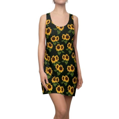 Sunflower Dress Summer Floral Yellow Black Flower Girl Print | Etsy