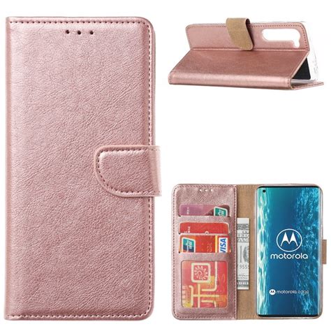 Hoesje Geschikt Voor Motorola Edge Bookcase Rose Goud Portemonnee