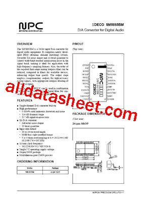 SM5865BM Datasheet(PDF) - Nippon Precision Circuits Inc