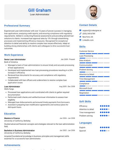 Loan Administrator CV Example For 2024 Free Professional Templates