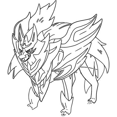 Coloriage Pokémon Epée et Bouclier Zamazenta 13