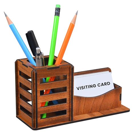deskart wooden  stand  visiting card holder multipurpose