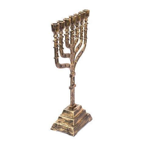 Unique Design Candle Holder Menorah Brass Antique 7 Branch Temple