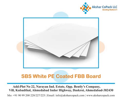 Pe Coating White Poly Coated Fbb Board Paper For Industrial Gsm