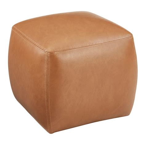 Honeybloom Beau Cognac Faux Leather Ottoman