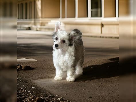 Chinese Crested Hündin 5 Monate Braun Weiß