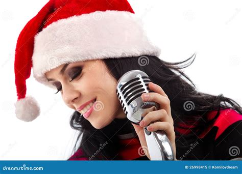 Christmas Singer With Microphone Stock Image Image Of Costume