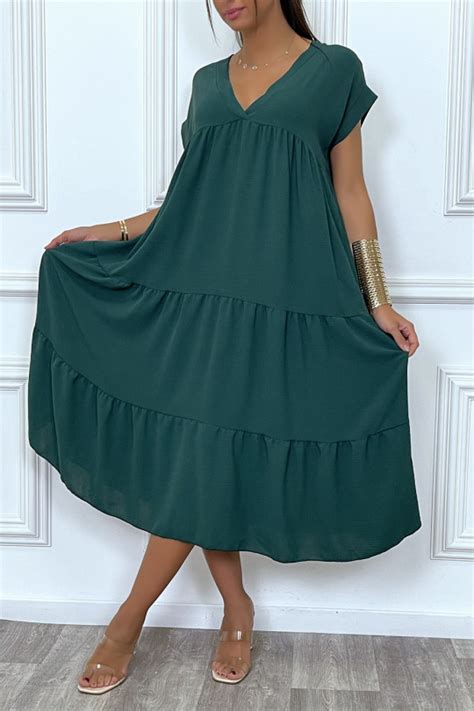 Robe Vert Sapin Longue Et Ample