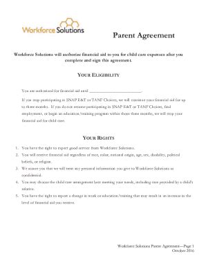 Fillable Online Application For Financial Aid Parent Agreement Fax