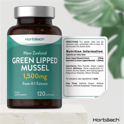 Green Lipped Mussel 1500mg 120 Capsules 4 1 Extract By Horbaach