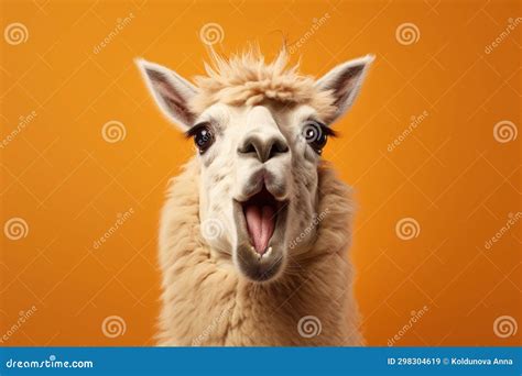 Studio Portrait Of Shocked Lama With Surprised Eyes Stock Illustration